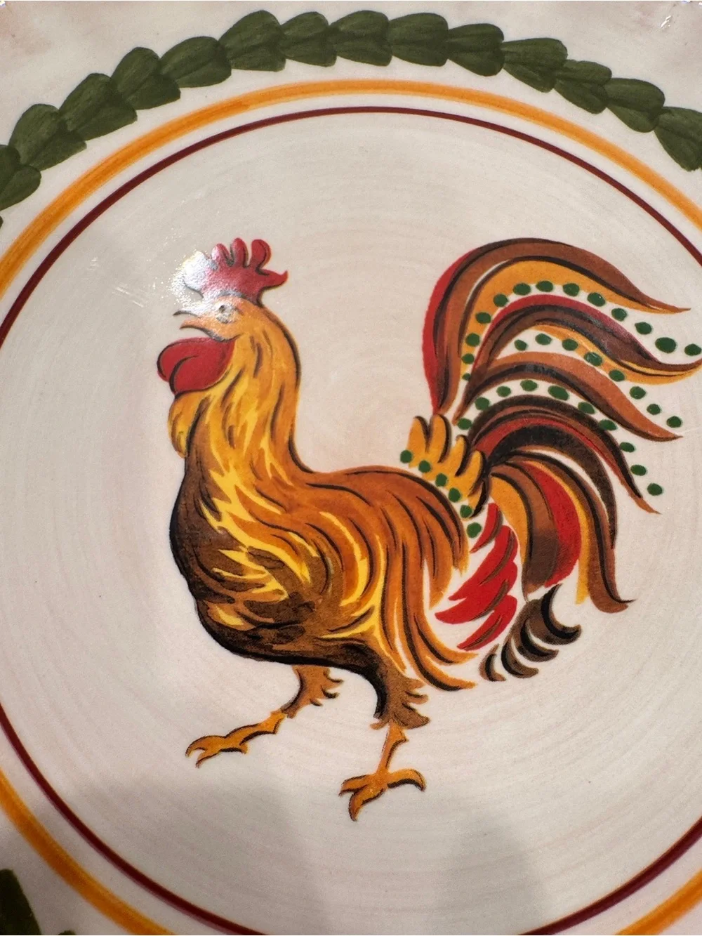 Williams Sonoma 9” Tuscan Rooster Plate Hand Painted Made in Italy 2010